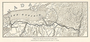 A map of the country traversed by the Erie Canal