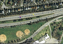 Google Earth view of the remains of Enlarged Erie Canal Lock No. 65